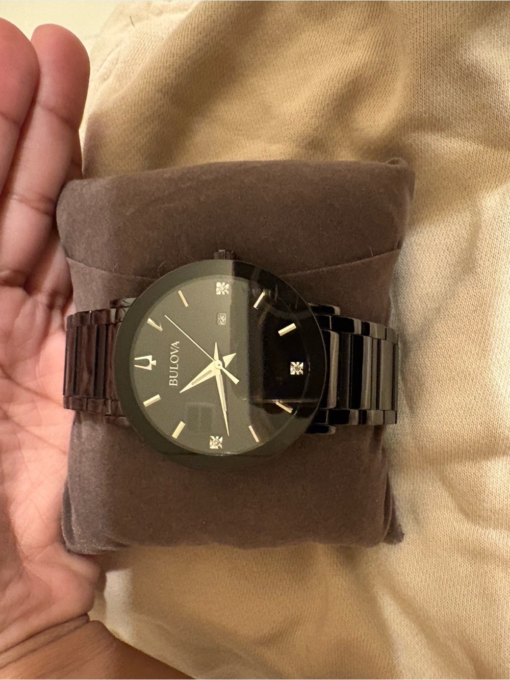 Bulova Black Ceramic-Look Men's Watch with Crystal Markers